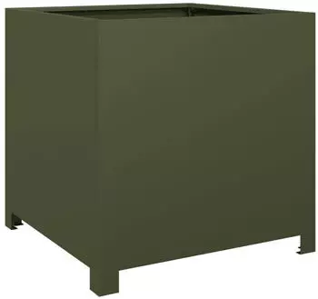 vidaXL Steel planter 50 x 50 x 50 cm olive green