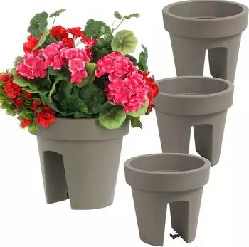Botle Balkonkasten oval 3er-Set ø24,5cm 5L Grauer Stein (PRO-DLOFR250-405Ux3)