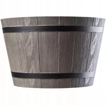 Kadax Pflanztopf Holzfass-Design Kunststoff Ø30cm Dunkelgrau (K901)