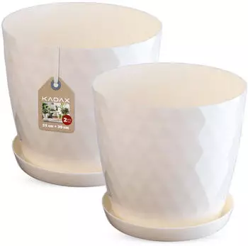Kadax Blumentopf mit Untersetzer Set, Creme, 25+30cm (K8173)