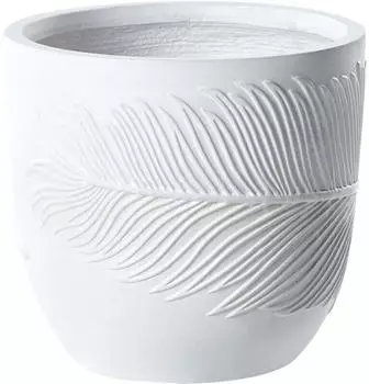 Beliani Ftero Blumentopf Rund Cremewei&szlig; Ton-Glasfaser 28x28x16cm (Ftero)