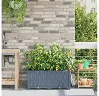 vidaXL Garten-Pflanzgef&auml;&szlig; 2 pcs Hellgrau 80 x 40 x 37,5 cm Kunststoff
