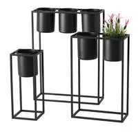 Spetebo - Pflanzenst&auml;nder Schwarz Im 3er Set - Metall Pflanz Blumen Kasten