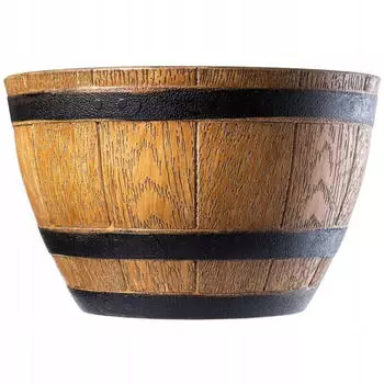 Kadax Pflanztopf im Holzfass-Design Ø33cm Kunststoff Hellbraun (K671)