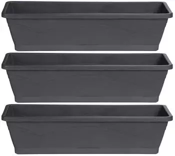 Ondis Balkonkasten Rom 3er-Set mit Untersetzer 50x15x12cm, 6L, anthrazit