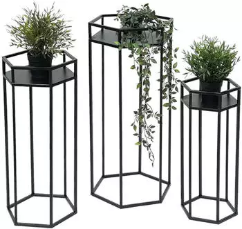 DanDiBo Blumenhocker 6eck Metall Schwarz 3er Set (96453)