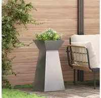 vidaXL S&auml;ulen Pflanzer 2 pcs Silber 35 x 35 x 73 cm