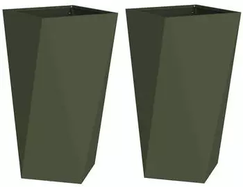 vidaXL Pflanzk&uuml;bel 2er-Set Olivgr&uuml;n 40x40x75cm Stahl (883787)