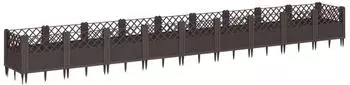 vidaXL Hochbeet mit Erdspie&szlig;en Braun 363,5x43,5x43,5cm PP (368026)