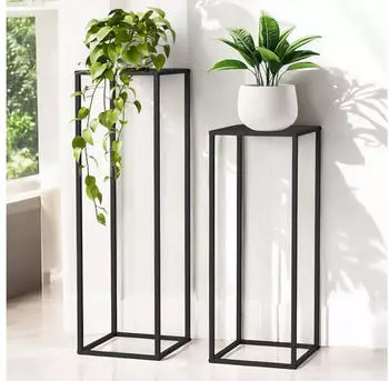 DanDiBo Pflanzenst&auml;nder 2er Set Metall Schwarz 100cm & 70cm (96587)