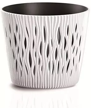 Prosperplast Sandy Round plastic flower pot 12.8 x 11.1 cm white