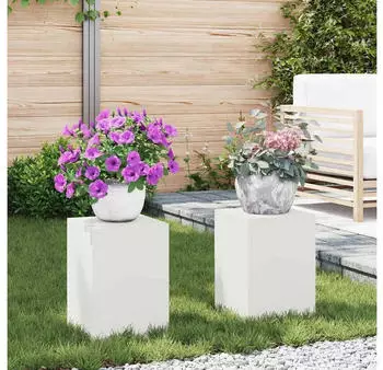 vidaXL Pflanzens&auml;ule 2er-Set Stahl 24x24x35cm Wei&szlig;