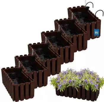 OEM Balkonblumenkasten selbstbewässernd 38x18x16cm Braun, 6er-Set (kotarbau_5904994125624)
