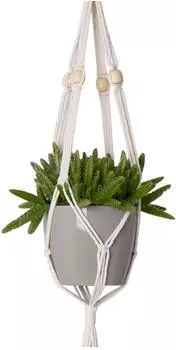Artevasi Makramee Blumenampel 3-fach Knoten, Weiß, 160cm