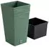 Prosperplast FURU Quadratischer Blumentopf mit Wasserreservoir 39,5x39,5x75,5cm, 37L, Grün (ZA5292)
