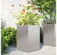 vidaXL Garten-Pflanzgef&auml;&szlig;e 2 Stk.Sechseckig 46x40x45 cm Edelstahl