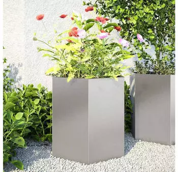 vidaXL Garten-Pflanzgef&auml;&szlig; Sechseckig 46x40x45cm Edelstahl 2 Stk. (851117)