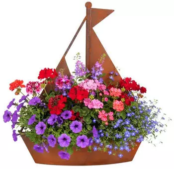 Relaxdays Blumentopf Schiff Edelrost Metall (10 x 34,50 x 43 cm)