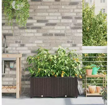 vidaXL Pflanzkasten 2er-Set, Kunststoff, Braun, 80x40x37,5cm (42002822)