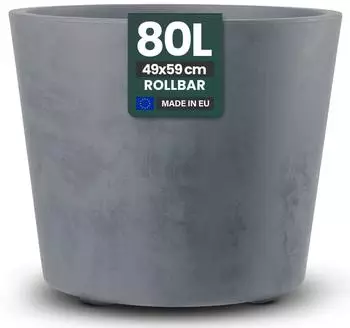 Kreher Rollbarer XL Pflanzkübel Millennium 80 Liter Grau