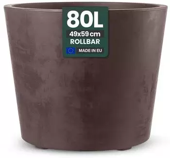 Kreher Rollbarer XL Pflanzkübel Millennium 80 Liter Braun