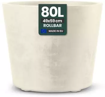 Kreher Rollbarer XL Pflanzkübel Millennium 80 Liter Creme