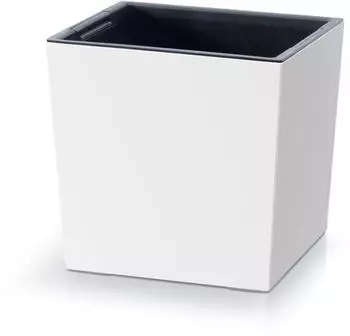 Prosperplast Urbi Square Low plastic flower pot white