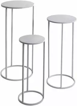 HAKU Blumens&auml;ule 3er-Set Metall grau matt pulverbeschichtet H50/60/70cm (54186)