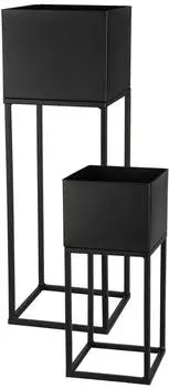Spetebo Blumentopf-St&auml;nder 2er-Set Metall schwarz 58/37cm (3652)