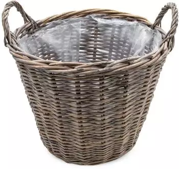 Spetebo Pflanzkorb aus Weide mit Henkel, grau, &Oslash; 40cm (72699)