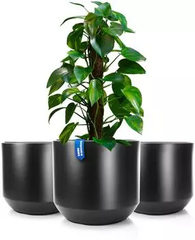 BigDean Blumentopf "Style" 3er-Set Ø40cm anthrazit, Kunststoff (801484)