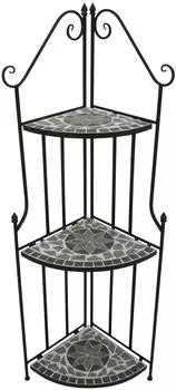 DEGAMO Siena Eckregal 3 Ebenen, Metall/Keramik Mosaik, grau/wei&szlig; (30067)