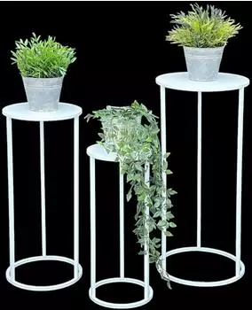DanDiBo Blumenhocker Metall, rund, weiß, 3er-Set (96483)
