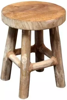 Spetebo Blumenhocker Teak rund &Oslash;17cm, 22cm H&ouml;he (301107)