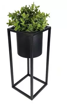 Spetebo Blumenst&auml;nder Metall, runder Topf auf eckigem Gestell, schwarz, 35cm (55139)