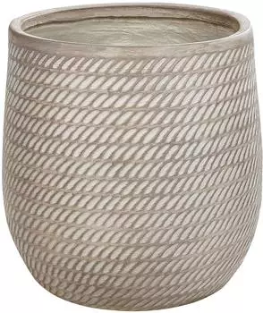 Beliani Livadia Blumentopf rund, Taupe, Lehm und Glasfaser, ⌀39cm (Livadia)