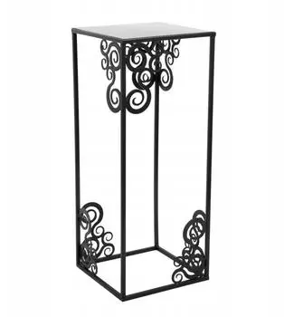 HowHomely Blumenständer Metall schwarz mit Ornamenten 60cm (10-1523/60/)