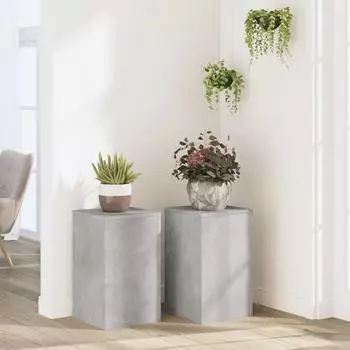 vidaXL Pflanzenst&auml;nder 2er-Set betongrau 30x30x50cm Holzwerkstoff (852918)