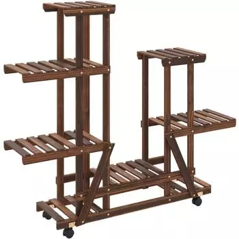 vidaXL Blumenregal mit Rollen, Massivholz Tanne, 95x25x101cm (362863)