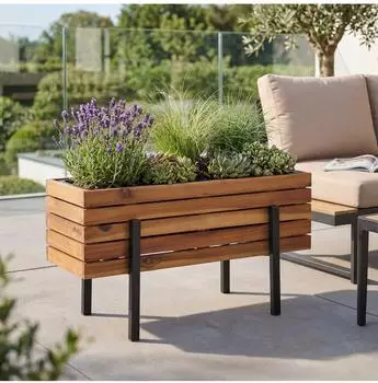 MCW Pflanzkasten P88 Akazie Holz, In-/Outdoor, braun, 62x35x26cm (MCW-P88)