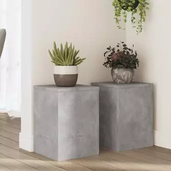 vidaXL Pflanzenst&auml;nder 2er-Set Holzwerkstoff Betongrau 25x25x35cm (852909)