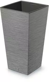 Prosperplast FURU Pflanzgef&auml;&szlig; mit Beh&auml;lter, zementfarben, 24x24x45cm, 7,5L (ZA5276)