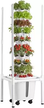 VEVOR Hydrotower 45 Pods, 9 Ebenen, LED-Wachstumslampe, 20L Tank