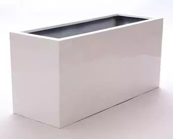 Eleganteinrichten Pflanzk&uuml;bel Fiberglas rechteckig 84x30x40cm hochglanz wei&szlig;