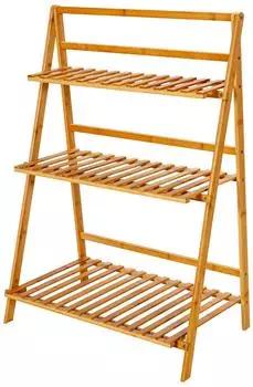 Costway Pflanzentreppe 3 Ebenen klappbar, Bambus (HZ10037NA)