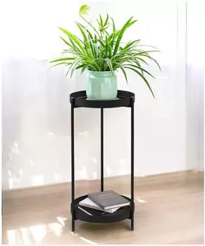 DanDiBo Blumenst&auml;nder Metall Schwarz Rund 2 Etagen 52cm (96583)