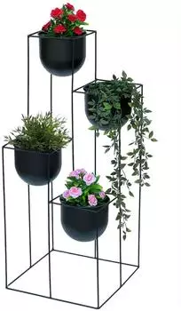 DanDiBo Blumentreppe Metall Schwarz 90cm mit T&ouml;pfen (210015)
