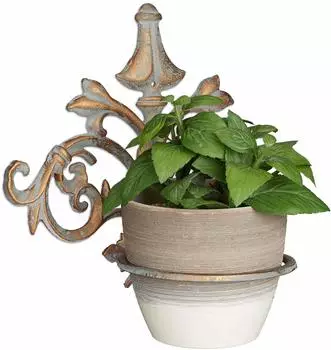 Relaxdays Wand-Blumenhalter Barock, Gusseisen, Gold/Grau, 3er-Set