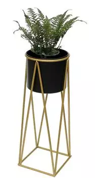 DanDiBo Blumenhocker mit Topf Metall Gold Schwarz 70cm (96046)