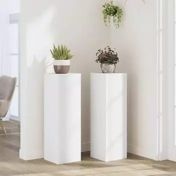 vidaXL Pflanzenst&auml;nder 2 Stk. Wei&szlig; 25x25x80cm Holzwerkstoff (852942)